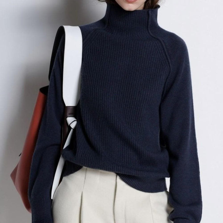 Women's Turtleneck Sweater - Soft Knit - Long-Sleeved Comfortable Fit