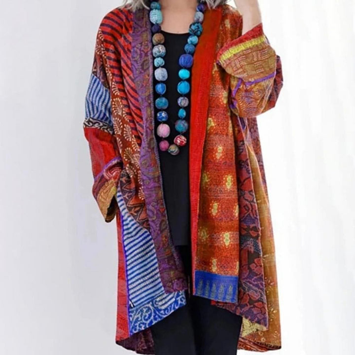 Women's Long Kimono - Patchwork Design - Bohemian Style - Light and Airy - Open Front
