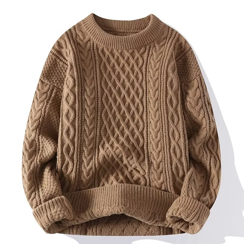 Women's Knit Sweater - Soft Cable Knit - Round Neck - Long-Sleeved Comfortable Fit