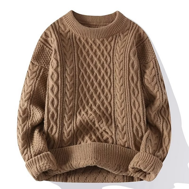 Women's Knit Sweater - Soft Cable Knit - Round Neck - Long-Sleeved Comfortable Fit