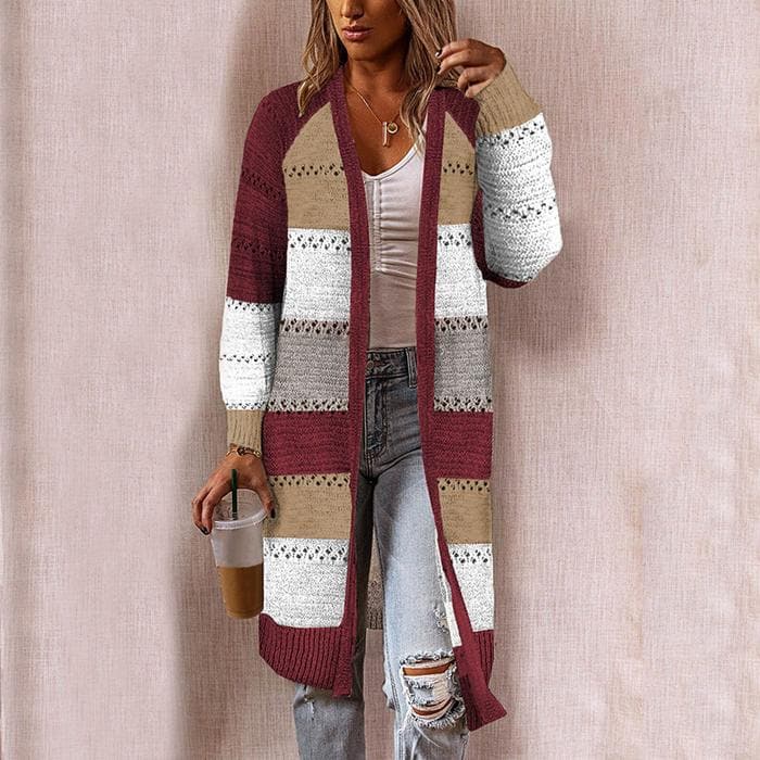 Women's Knitted Cardigan - Long Open Front - Soft and Warm - Casual Layered Look