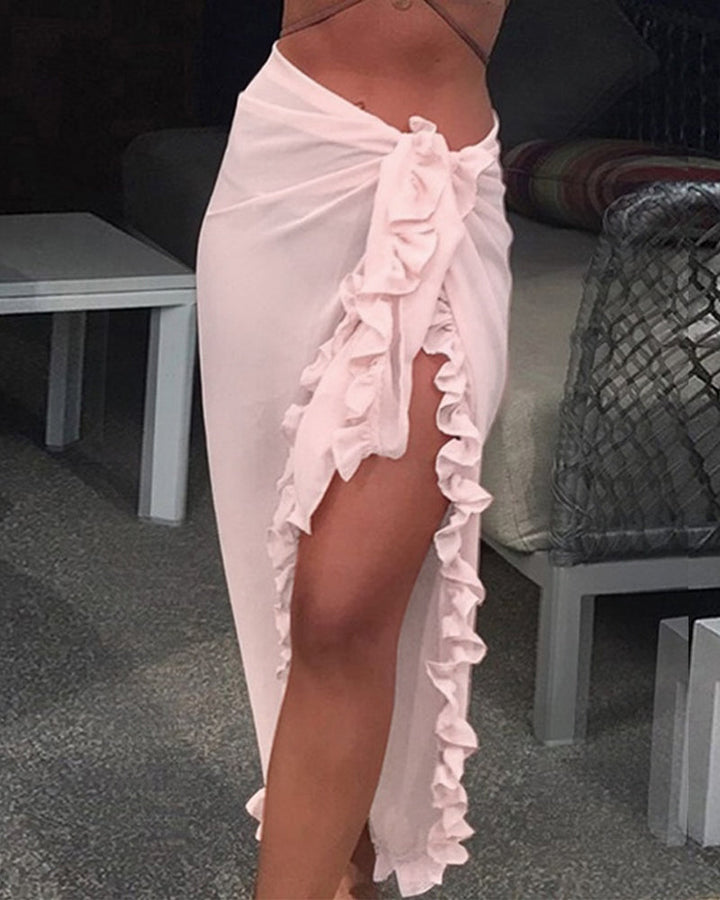 Solid Color Blanket with Ruffles