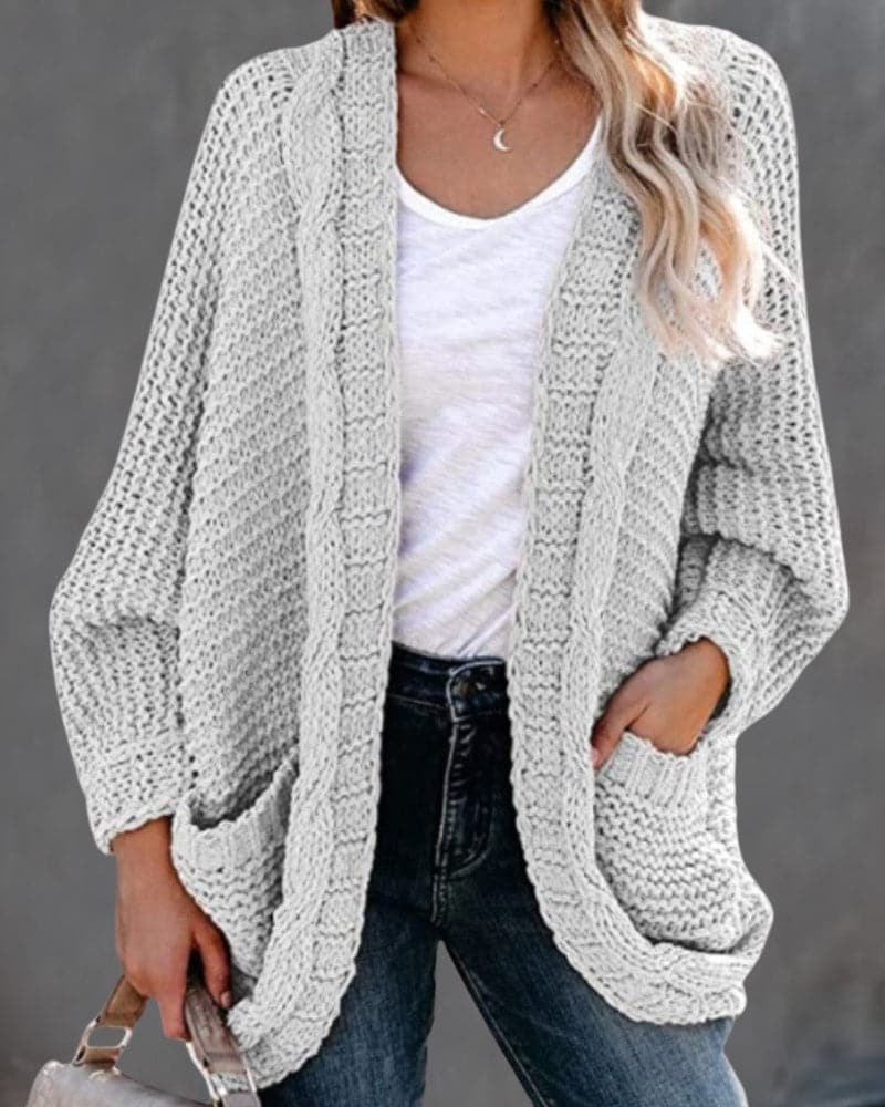 Women's Knit Cardigan - Oversized Fit - Long-Sleeved Soft and Warm - Open Front
