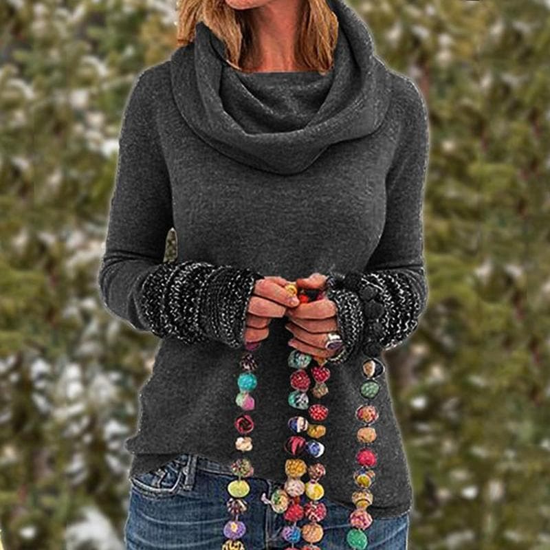 Women's Knit Sweater - Soft Comfort - Cowl Neck - Relaxed Fit