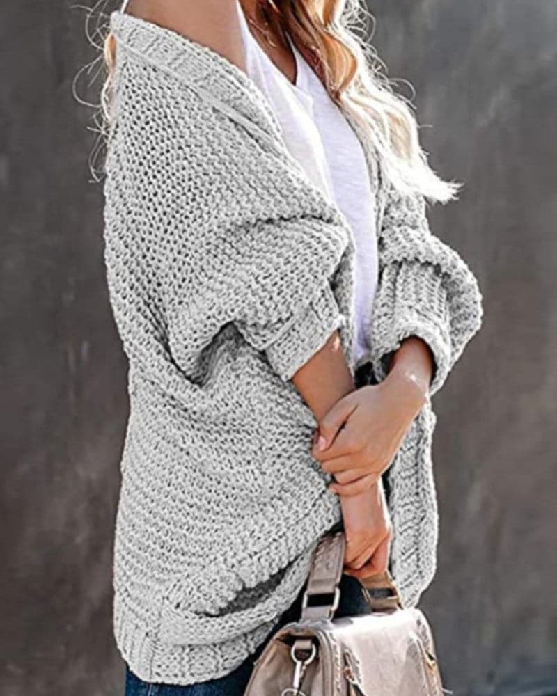 Women's Knit Cardigan - Oversized Fit - Long-Sleeved Soft and Warm - Open Front