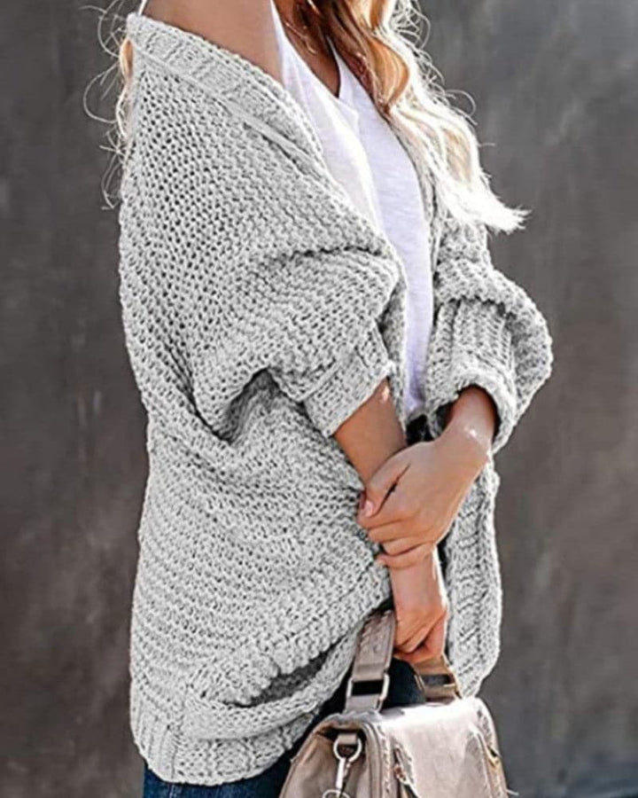 Women's Knit Cardigan - Oversized Fit - Long-Sleeved Soft and Warm - Open Front