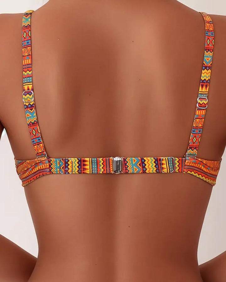 Two-Piece Swimsuit with Striped Bikini Top