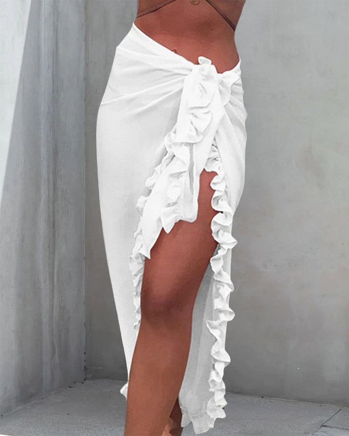 Solid Color Blanket with Ruffles