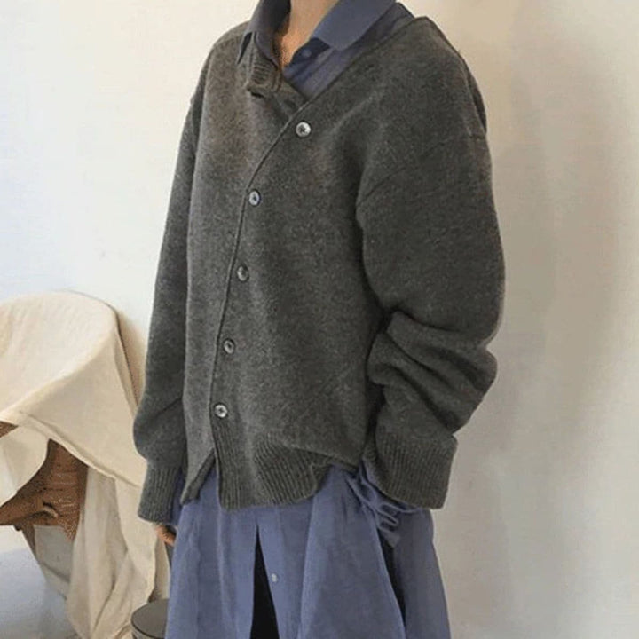 Women's Knit Sweater - Oversized Fit - Button Closure - Soft and Comfortable