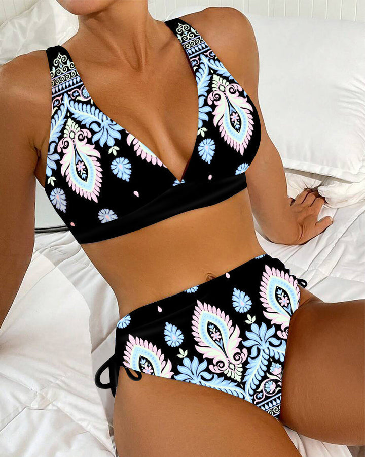 Alluring Two-Piece High-Cut Swimsuit Set