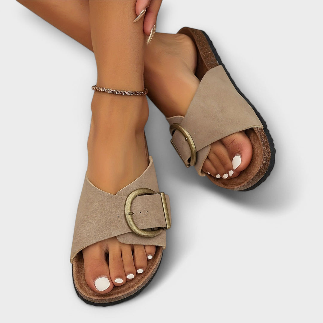 Margie - Women's Cork Sandals with Buckle Design