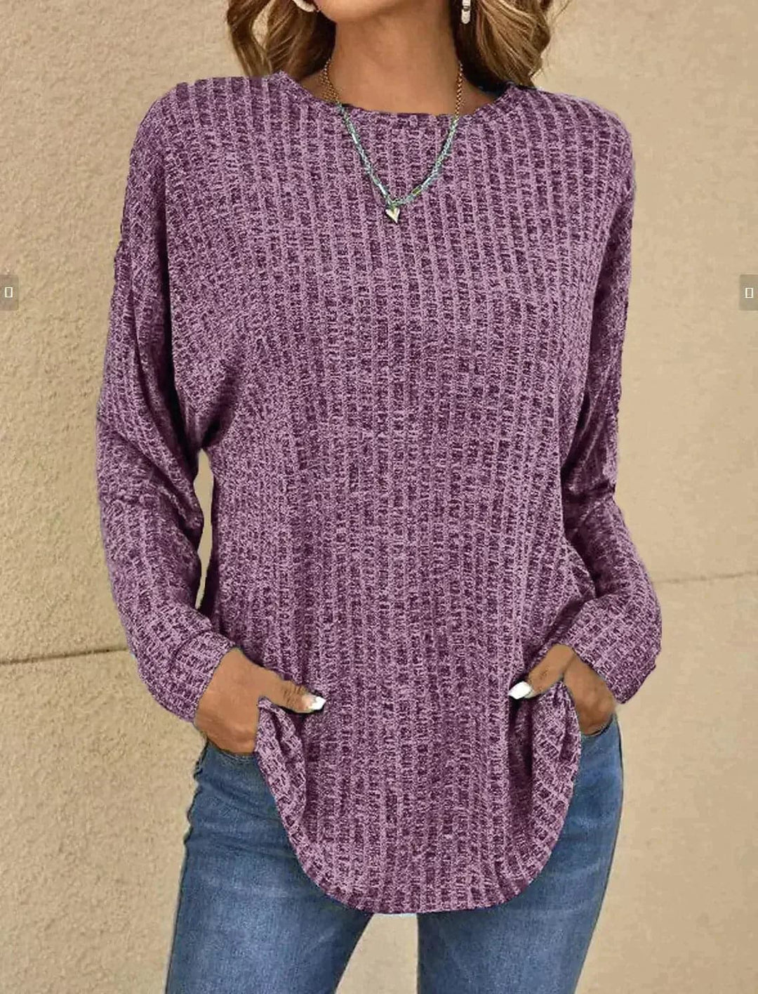 Women's Knit Sweater - Soft Knit - Relaxed Fit - Long Sleeves Comfortable