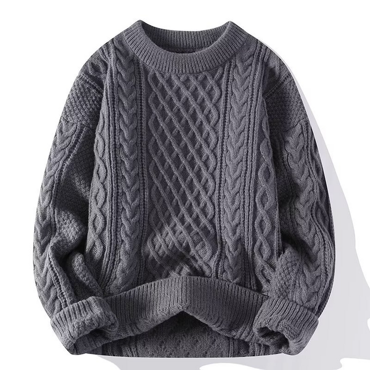 Women's Knit Sweater - Soft Cable Knit - Round Neck - Long-Sleeved Comfortable Fit