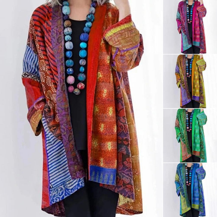 Women's Long Kimono - Patchwork Design - Bohemian Style - Light and Airy - Open Front