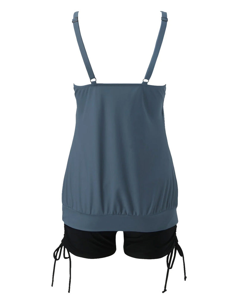 Two-Piece Slim Fit Swimsuit with Collar