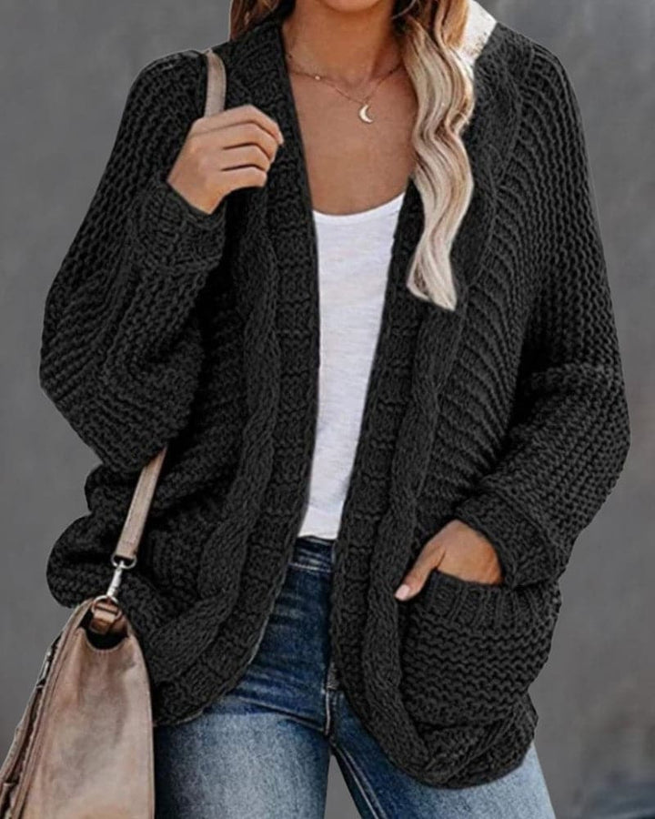 Women's Knit Cardigan - Oversized Fit - Long-Sleeved Soft and Warm - Open Front