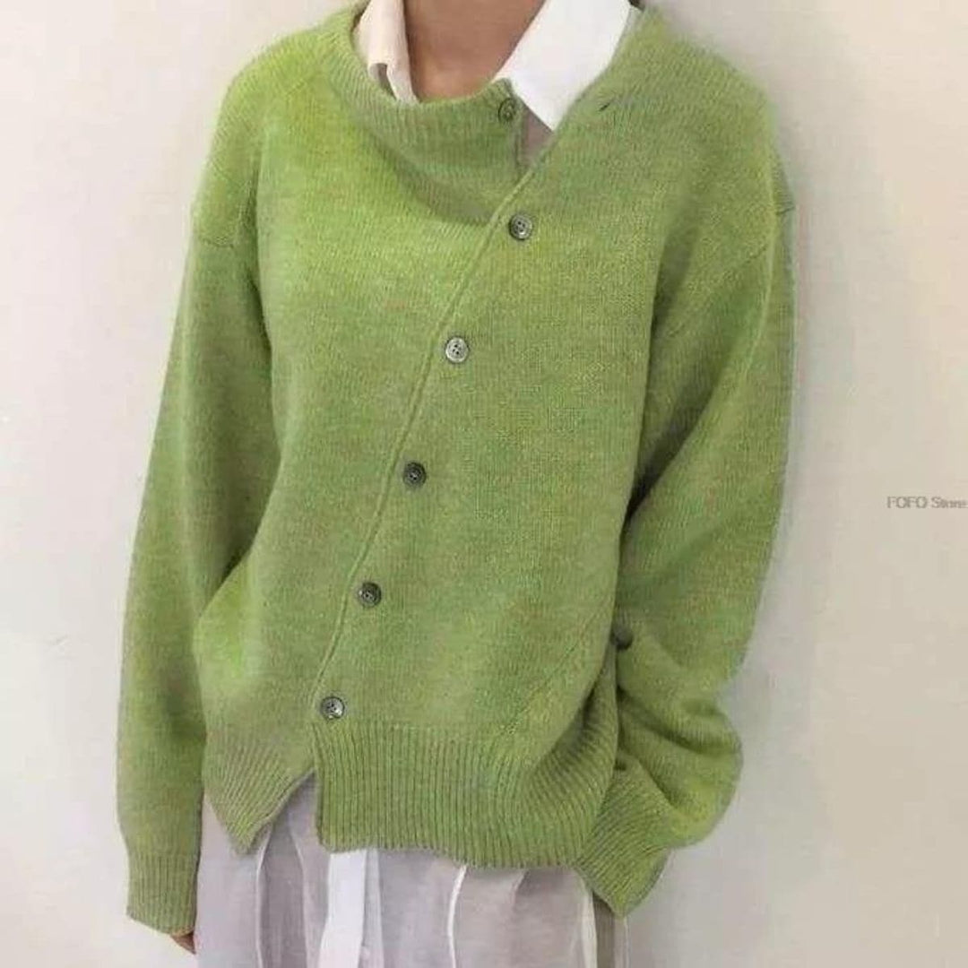Women's Knit Sweater - Oversized Fit - Button Closure - Soft and Comfortable
