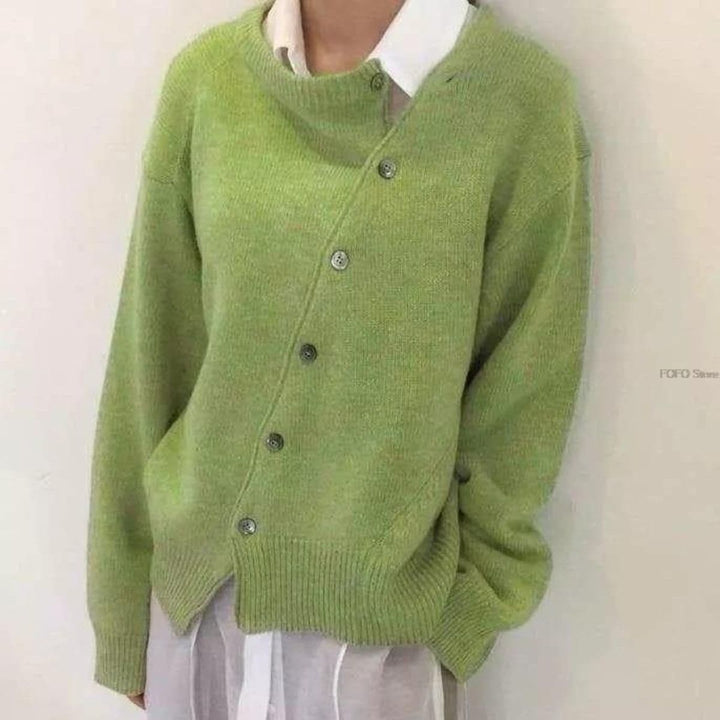 Women's Knit Sweater - Oversized Fit - Button Closure - Soft and Comfortable