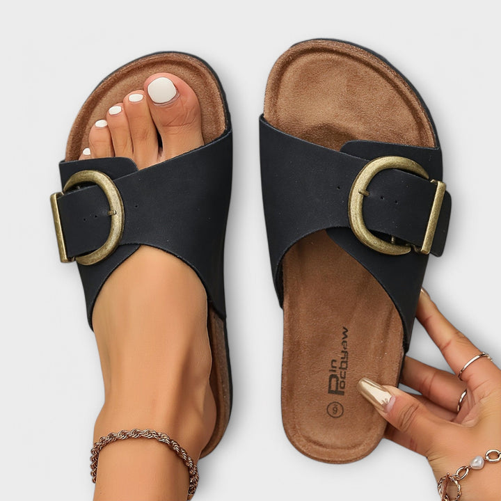 Margie - Women's Cork Sandals with Buckle Design