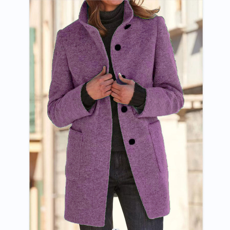 Vintora™ – Retro Women’s Coat with Buttons & Stand Collar