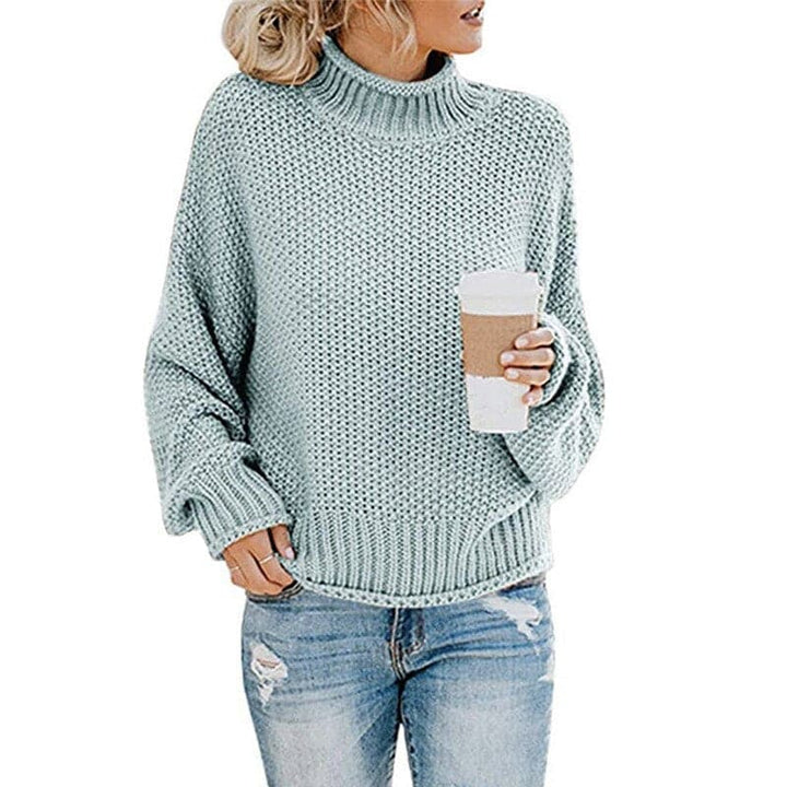 Women's Knit Sweater - High Turtleneck - Chunky Knit - Relaxed Fit - Soft and Warm