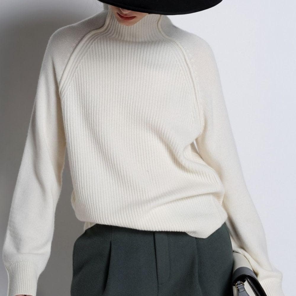 Women's Turtleneck Sweater - Soft Knit - Long-Sleeved Comfortable Fit
