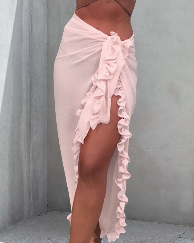 Solid Color Blanket with Ruffles
