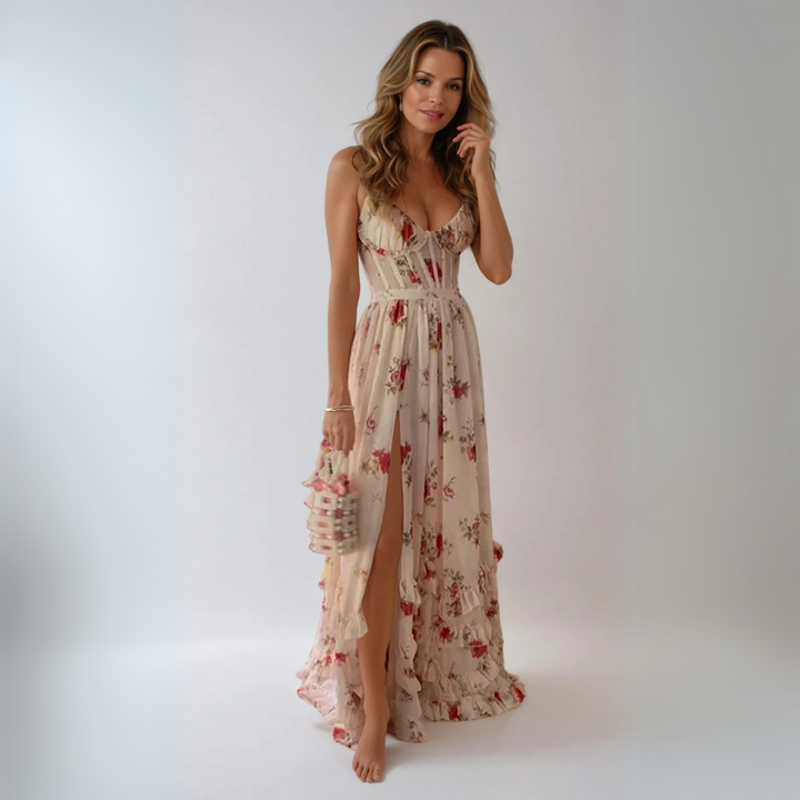 Yuna - Long Dress with Floral Design