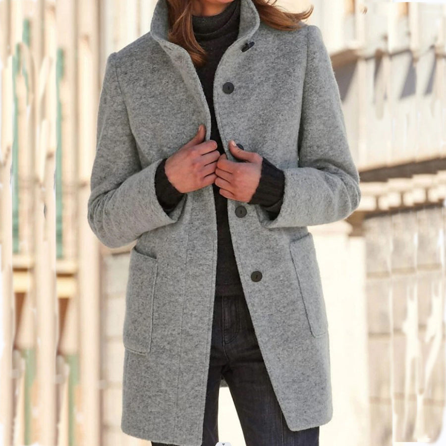 Vintora™ – Retro Women’s Coat with Buttons & Stand Collar