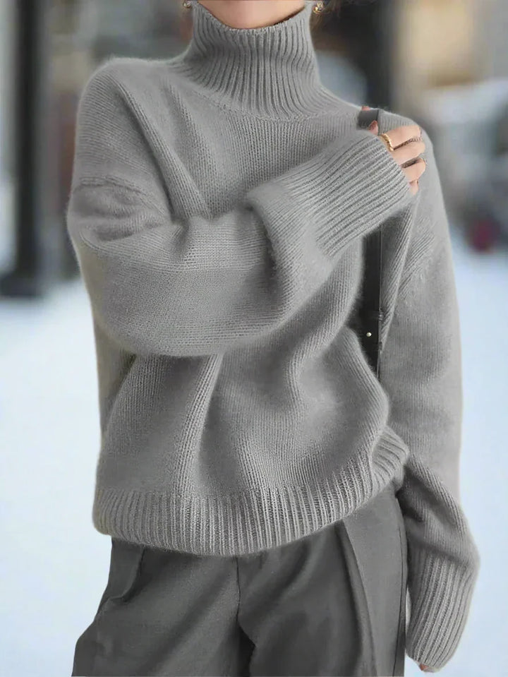 Women's Turtleneck Sweater - Knit - Oversized Fit - Long-Sleeved Comfortable