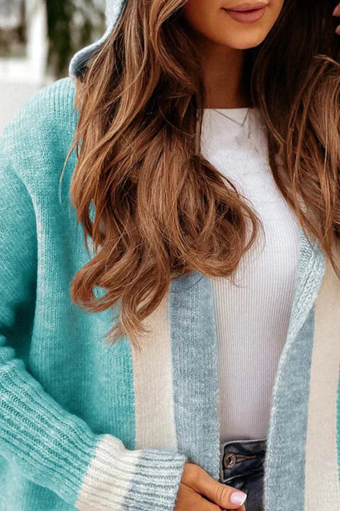 Women's Long Cardigan - Open Front - Soft Knit - Ribbed Cuffs - With Pockets