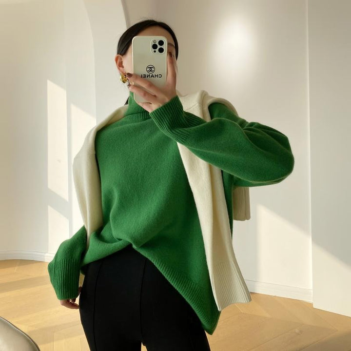 Women's Turtleneck Sweater – Soft Knit – Relaxed Fit – Long Sleeves