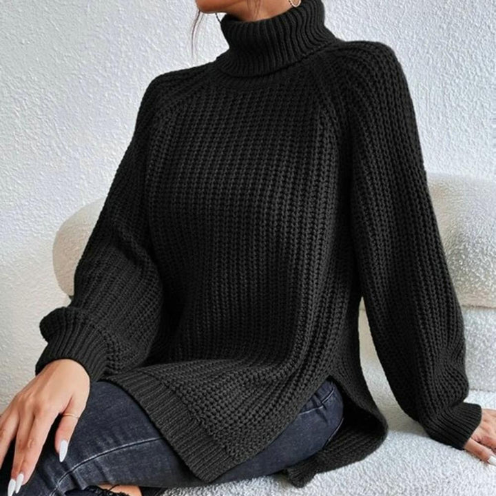 Women's Knit Sweater - Turtleneck - Long Sleeved - Oversized Fit - Soft Chunky Knit