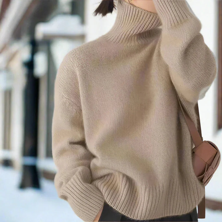 Women's Turtleneck Sweater - Knit - Oversized Fit - Long-Sleeved Comfortable