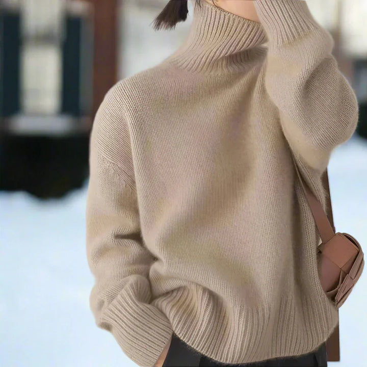 Women's Turtleneck Sweater - Knit - Oversized Fit - Long-Sleeved Comfortable