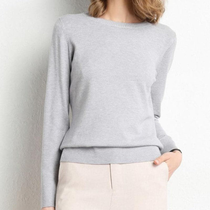 Women's Sweater - Soft Wool Blend - Round Neck - Long Sleeves - Comfortable Fit