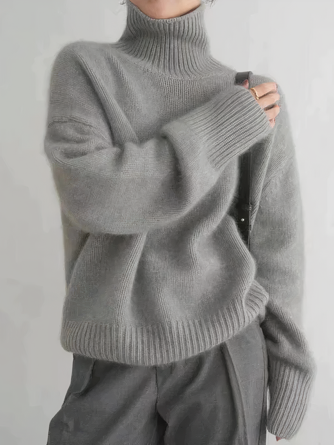 Women's Turtleneck Sweater - Oversized Fit - Soft Knit - Long-Sleeved Comfort