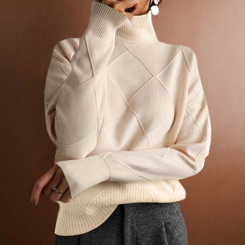Aveline Couture Knitwear – Elegant Textured Turtleneck