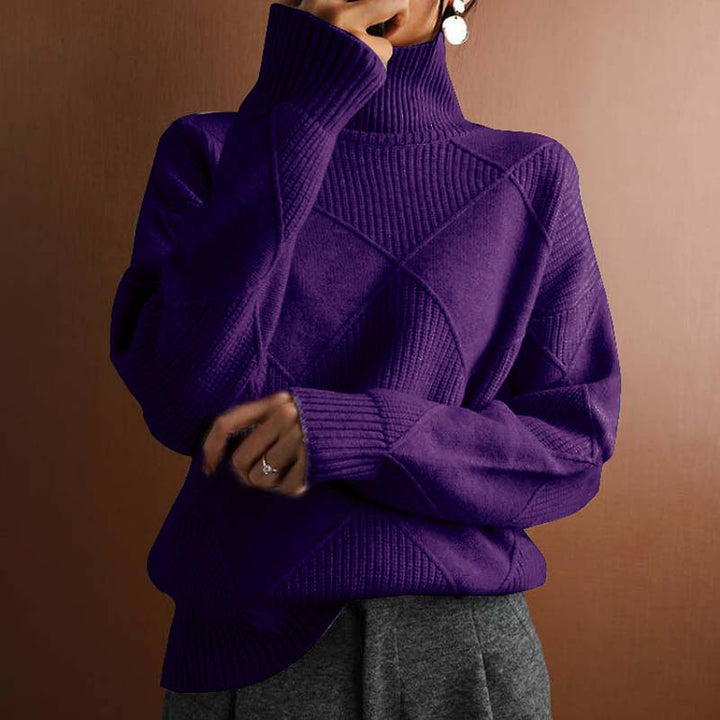 Aveline Couture Knitwear – Elegant Textured Turtleneck