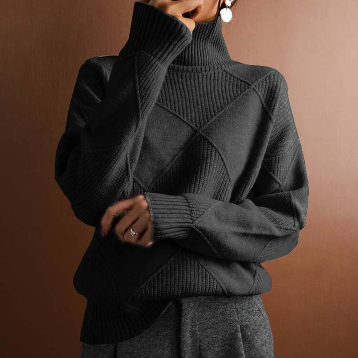 Aveline Couture Knitwear – Elegant Textured Turtleneck