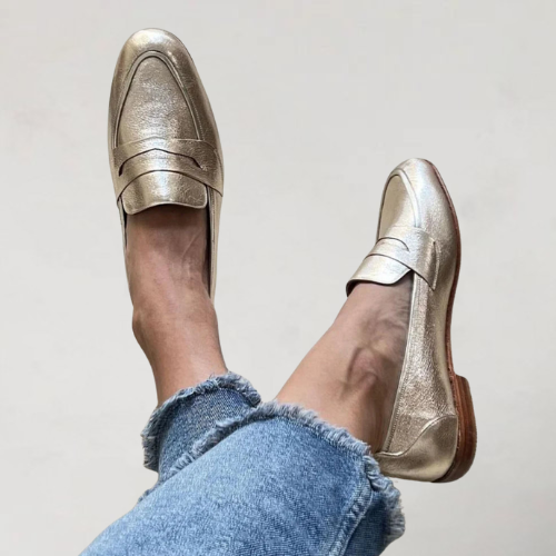 Danielle | Round Toe Patchwork Loafers with Small Heel