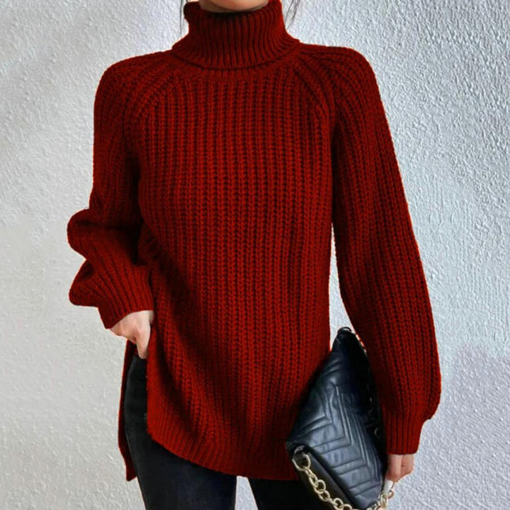 Women's Knit Sweater - Turtleneck - Long Sleeved - Oversized Fit - Soft Chunky Knit