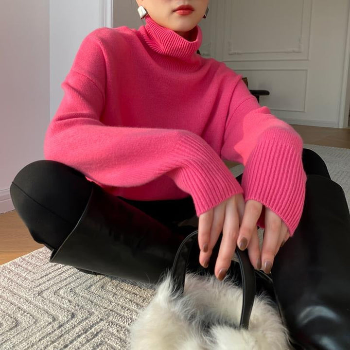 Women's Turtleneck Sweater – Soft Knit – Relaxed Fit – Long Sleeves