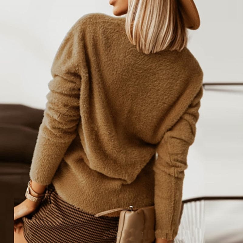 Women's Cardigan - Soft Knit - V-Neck - Large Buttons - Relaxed Fit