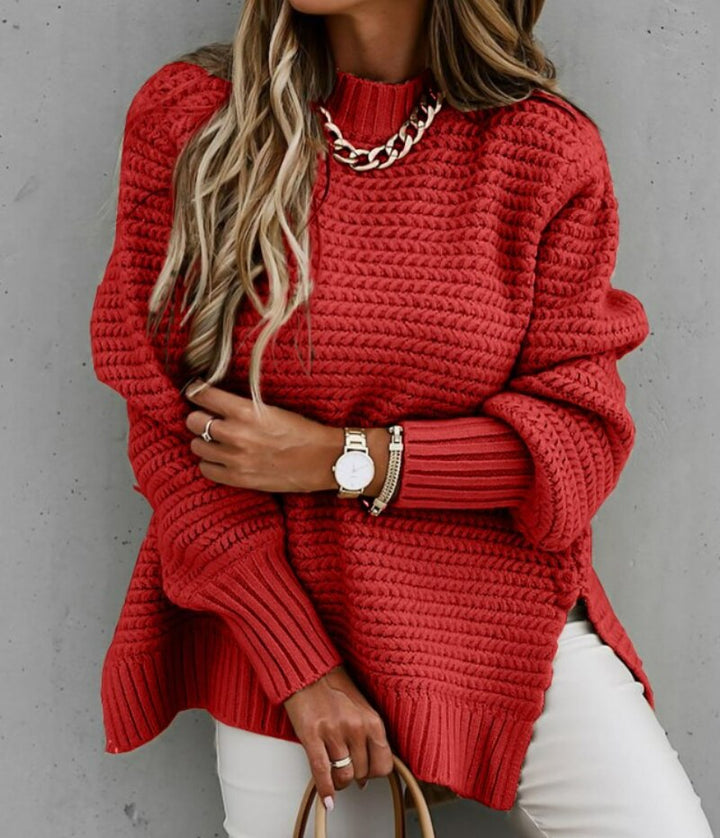 Women's Knit Sweater - Oversized Fit - Round Neck - Long Sleeves - Soft and Comfortable
