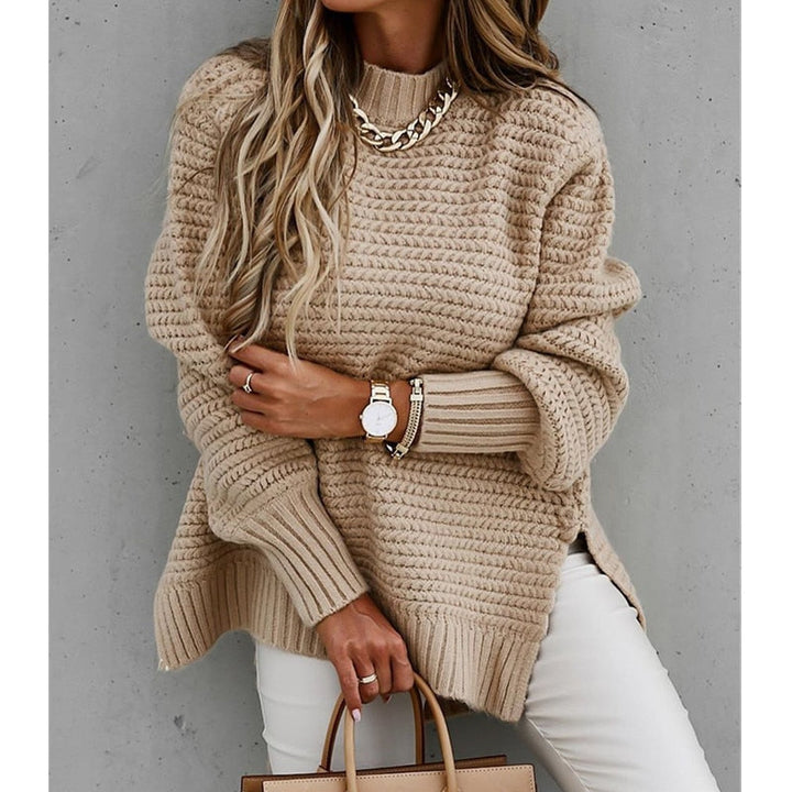 Women's Knit Sweater - Oversized Fit - Round Neck - Long Sleeves - Soft and Comfortable