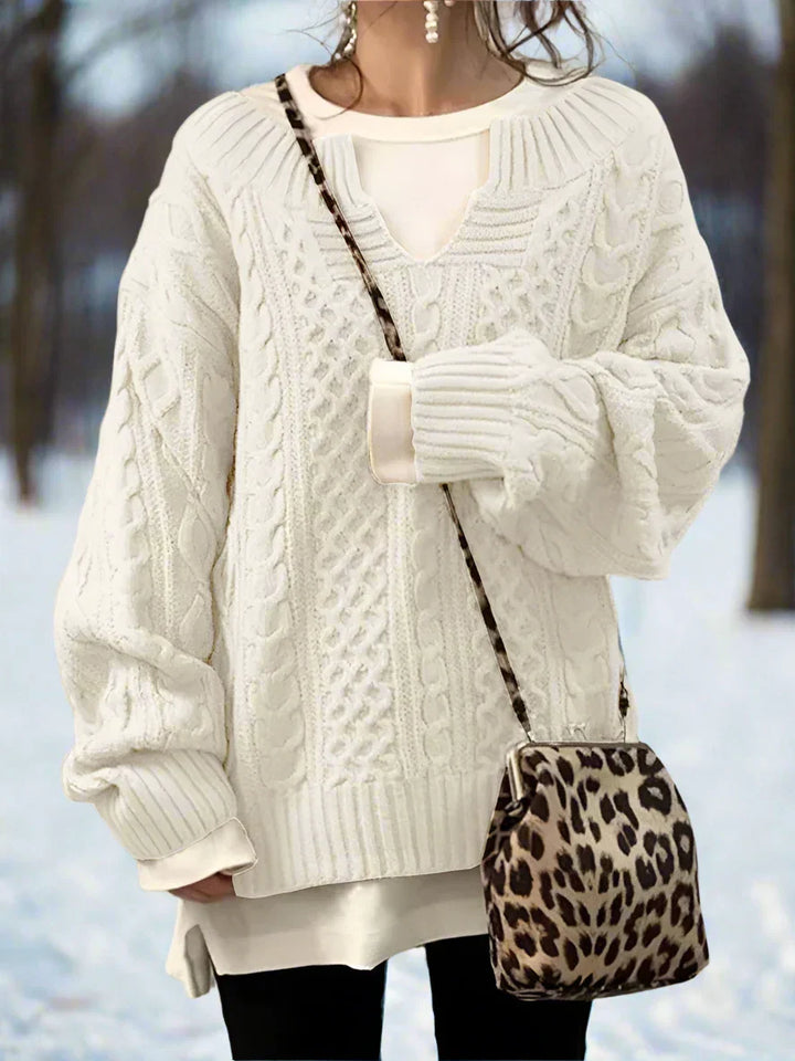 Women's Knit Sweater - Oversized Cable Knit - Soft and Warm - Relaxed Fit
