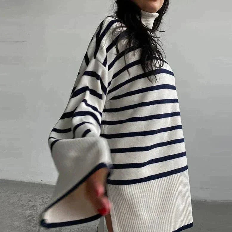 Women's Knit Sweater - Oversized Fit - Soft Turtleneck - Long-Sleeved Casual Design