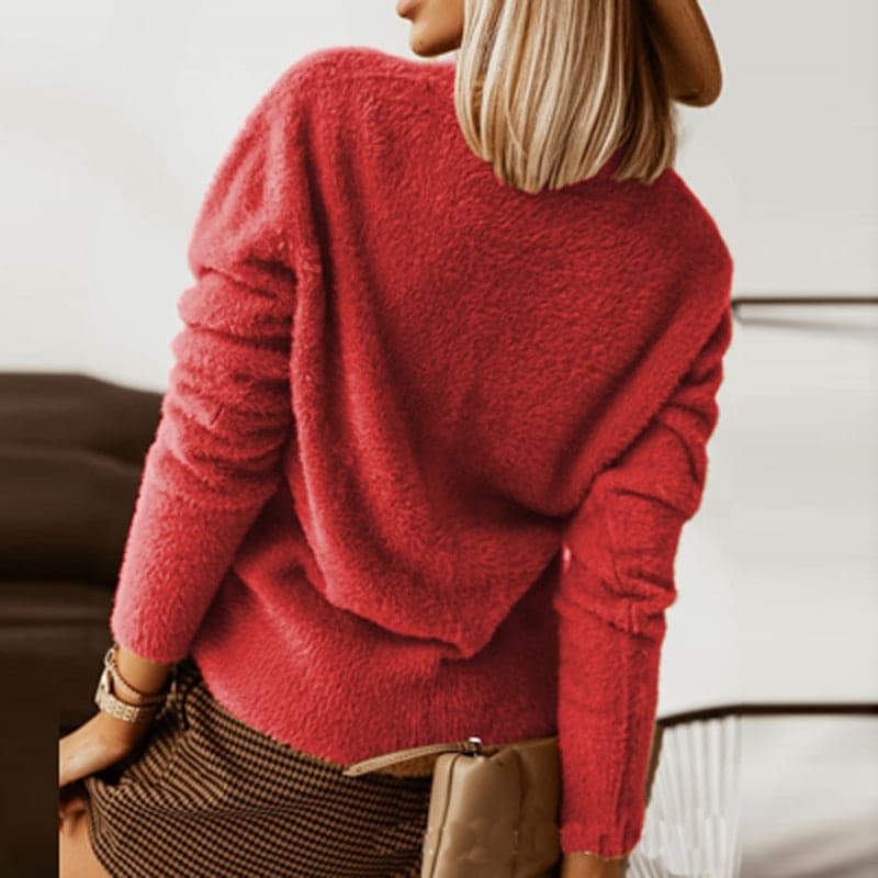 Women's Cardigan - Soft Knit - V-Neck - Large Buttons - Relaxed Fit