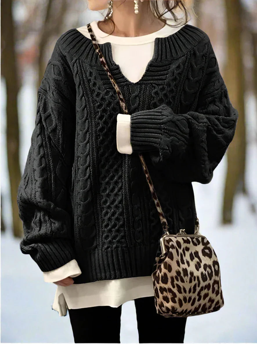 Women's Knit Sweater - Oversized Cable Knit - Soft and Warm - Relaxed Fit